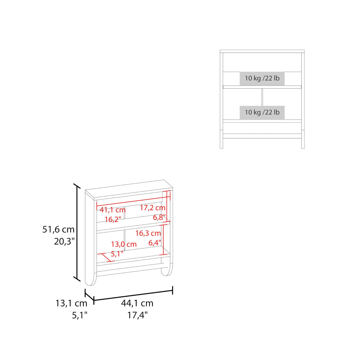 Tuhome White / 17.4" W x 20.3" H x 5.1" D / Modern Medicine Cabinets