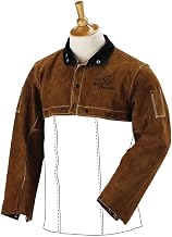 Black Stallion (21CS Cape Sleeves, Premium Split Cowhide Leather, Stand-Up Corduroy Collar, Satin-Lined Shoulders, Abrasion Resistant, Kevlar Stitching, Large, Brown