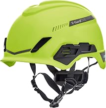 MSA 10194788 H1 V-Gard Helmet With Fas-Trac III Ratchet Suspension | Polyethylene Shell, Superior Impact Protection, Self Adjusting Crown Straps - Standard Size in Hi-Viz Yellow/Green