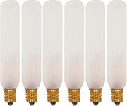 (6 Pack) Satco S3315 15W 120V T6 Frost E12 Candelabra Base Incandescent Light Bulb