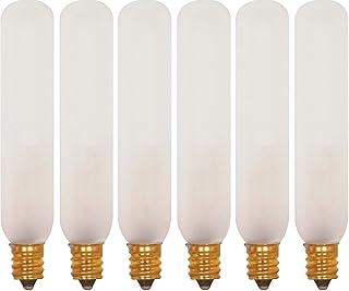 (6 Pack) Satco S3315 15W 120V T6 Frost E12 Candelabra Base Incandescent Light Bulb