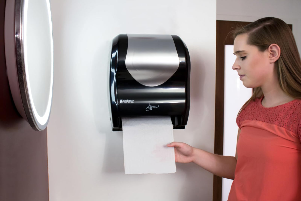 San Jamar Hybrid / Black/Silver / 16.5" x 13" x 9.25" Commercial Paper Hand Towel Dispensers