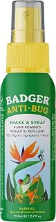 Badger Bug Spray Travel Size, Family Friendly All Natural Mosquito Repellent w/Organic Essential Oils, Smells Great, 3 Hours Effective, Deet-Free, Vegan, Travel Insect Repellent, 2.7 fl oz | All-natural mosquito repellent with organic essential oils; effective 3 hours, pleasant scent, family-friendly