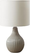 Monarch Specialties I 9774 Lighting, 17" H, Table Lamp, Grey Ceramic, Ivory/Cream Shade, Contemporary