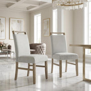 Fabric-Upholstered Dining Chairs with Rubberwood Legs by Furnifact – Rubber, Light Gray, Pack of 2
