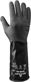 SHOWA 874 Butyl Chemical Resistant Safety Glove with Rough Grip, Unlined, 14 mil Thick, 14" Length, Medium (1 Pair)