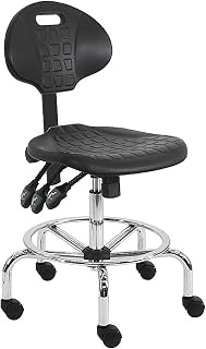 BenchPro LCT-UB-TLC Urethane Polyurethane Stool Chair with Chrome Base & 23 to 33 in. 3 Lever Control Height Adjustment Black