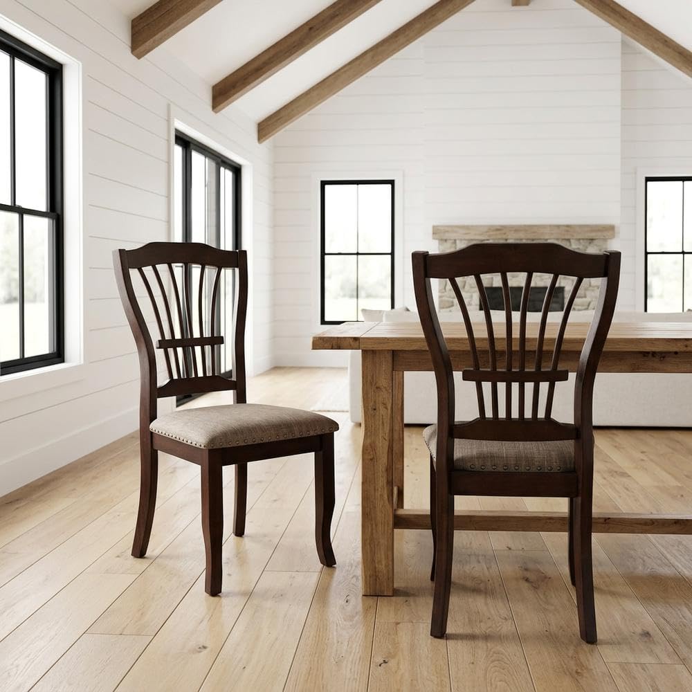 Solid Wood Dining Chairs Set of by Starlight Canyon Home – Wood, Brown, Pack of 2