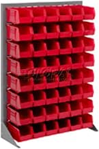 Global Industrial Louvered Bin Rack with (42) Red Stacking Bins, 35" W x 15" D x 50" H