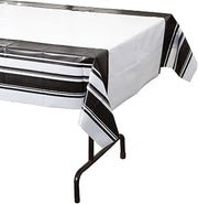 Creative Converting Coordinates Collection Plastic Banquet Table Cover, Black Velvet Stripe