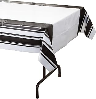Creative Converting Coordinates Collection Plastic Banquet Table Cover, Black Velvet Stripe