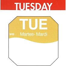 Daymark Tuesday Labels White/Yellow Tri-Lingual Rotation Day of The Week Labels - 1"L x 1"H 1000 Per Roll