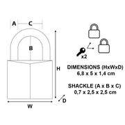 Master Lock 20mm 3-Pin Keyed Alike x 2 / Golden,Brass / 1 Keyed Padlocks