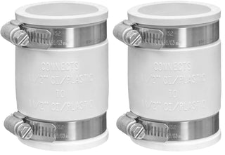 1056-150 1-1/2-in. Flexible PVC Pipe Coupling for Cast Iron and Plastic Plumbing Connections in White (Pack of 2) by Fernco – 1.5 Inch (Pack of 2), White, Model 1056-150W