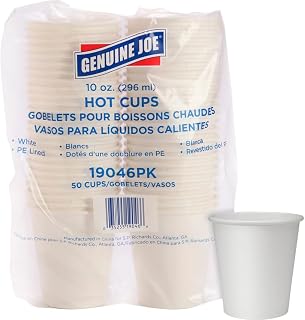 Genuine Joe Lined Disposable 10oz Hot Cups (Pack of 1000)