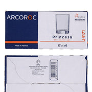 Princesa Set of 6 Tall Glasses 17cl by Arcoroc – Longdrink 170ml, 17.0 centiliters, Glass, Without Filling Mark, Pack of 6