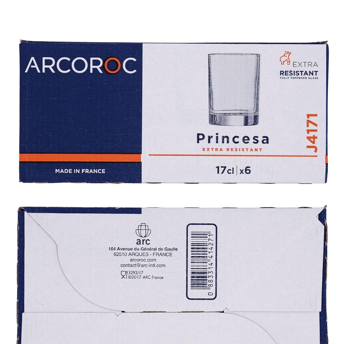Princesa Set of 6 Tall Glasses 17cl by Arcoroc – Longdrink 170ml, 17.0 centiliters, Glass, Without Filling Mark, Pack of 6