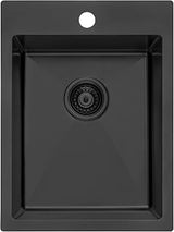 Ruvati 15 x 20 inch Gunmetal Black Stainless Steel Drop-in Topmount Bar Prep Sink Single Bowl - RVH8110BL