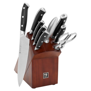 Compass 10-pc Knife Block Set by HENCKELS – 10-pc, High quality German stainless steel, Black, Pack of 10, Model 1023253