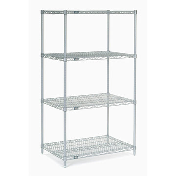 Nexelate Wire Shelving Starter Unit – 4, Alloy Steel, Silver, Model 18305EP