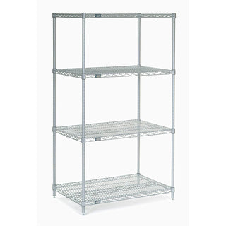 Nexelate Wire Shelving Starter Unit – 4, Alloy Steel, Silver, Model 18308EP