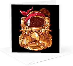 3dRose Spaceman Astronaut with Gangsta Style and Moon 1 Greeting Card with envelope