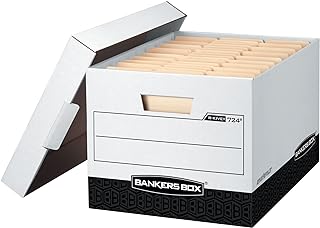 Bankers Box 12-Pack R-Kive Heavy Duty File Storage Boxes with Lids, FastFold Assembly, Letter/Legal, (00724)