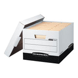 12-Pack R-Kive Heavy Duty File Storage Boxes with Lids by Bankers Box – 12-Pack, 23.0 pounds, Cardboard, White/Black, Pack of 12