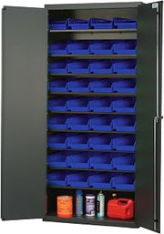 QUANTUM STORAGE SYSTEMS Specialty Cabinet W/36 Blue Bins