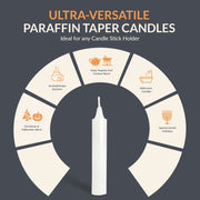 PAMI Taper Candles, Unscented Paraffin, 3 Hour Burn, 72 Pack