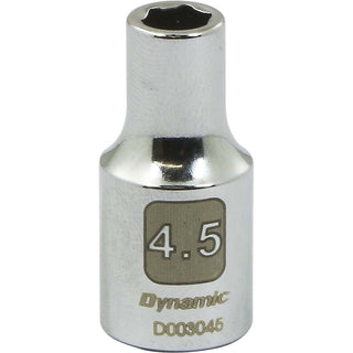 Tools 1/4" Drive 6 Point Metric by Dynamic – 4.5 mm, Alloy Steel, Chrome Finish, Model D003045