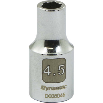 Tools 1/4" Drive 6 Point Metric by Dynamic – 4.5 mm, Alloy Steel, Chrome Finish, Model D003045
