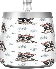 Cute French Bulldog Snowflake Splash Ashtray with Lid, Outdoor Ashtrays for Patio