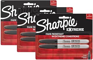 Sharpie Extreme Permanent Markers, Fine Point, Black, Fade & UV Resistant, Quick-Drying, Marks Plastic Glass & Wood, 6 Count
