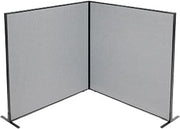 Global Industrial 60-1/4"W x 60" H Freestanding 2-Panel Corner Room Divider, Gray