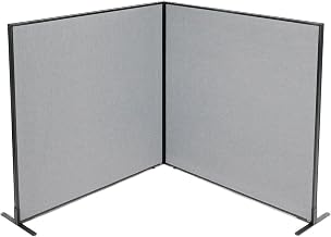 Global Industrial 60-1/4"W x 60" H Freestanding 2-Panel Corner Room Divider, Gray