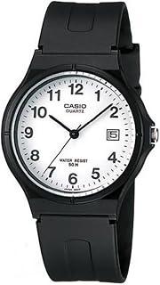 Casio MW-59-7B Men's Analogue Quartz Watch with Resin Strap, Black/White, Strap.