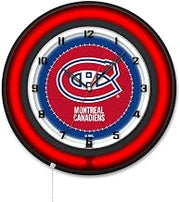 Holland Bar Stool Clk19BKMonCan NHL 19 in. Dia. Montreal Canadiens Double Neon Wall Clock Black
