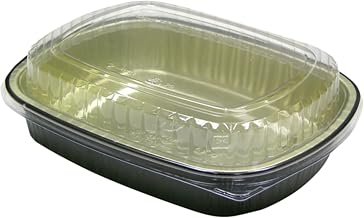 Pactiv EarthChoice Classic Carryout Containers With Lids, Small, 9"H x 7"W x 1-3/4"D, Black/Gold, Pack Of 50 Containers
