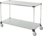 Nexel Adjustable Solid Galvanized Shelf Cart, 2 Shelves, 800 Lb. Cap, 60" L x 24" W x 40" H