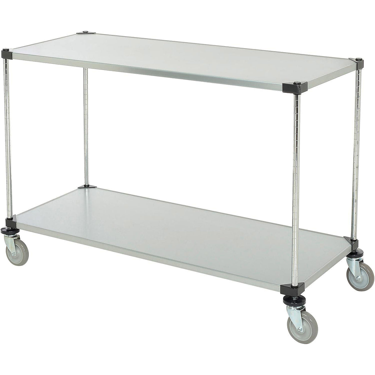 Adjustable Solid Galvanized Shelf Cart by Nexel – 24"L x 24"W x 40"H, 12-Gauge Powder Coated Steel, Chrome, Model SC24603SZ2