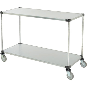 Adjustable Solid Galvanized Shelf Cart by Nexel – 24"L x 24"W x 40"H, 12-Gauge Powder Coated Steel, Chrome, Model SC24603SZ2