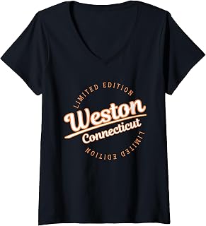 Womens Retro Athletic Weston CT Apparel V-Neck T-Shirt