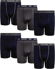Reebok Mens Boxer Briefs 6 Pack Big & Tall Performance Boxers, 7" Inseam