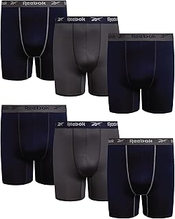 Reebok Mens Boxer Briefs 6 Pack Big & Tall Performance Boxers, 7" Inseam