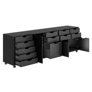 Halifax 3-Pc Set Cabinets by Winsome – 3 Doors, 12 Drawers, Engineered Wood, Black, Model 20346