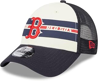 New Era Boston Red Sox 9FORTY Team Stripe Trucker Snapback Cap, Adjustable Hat