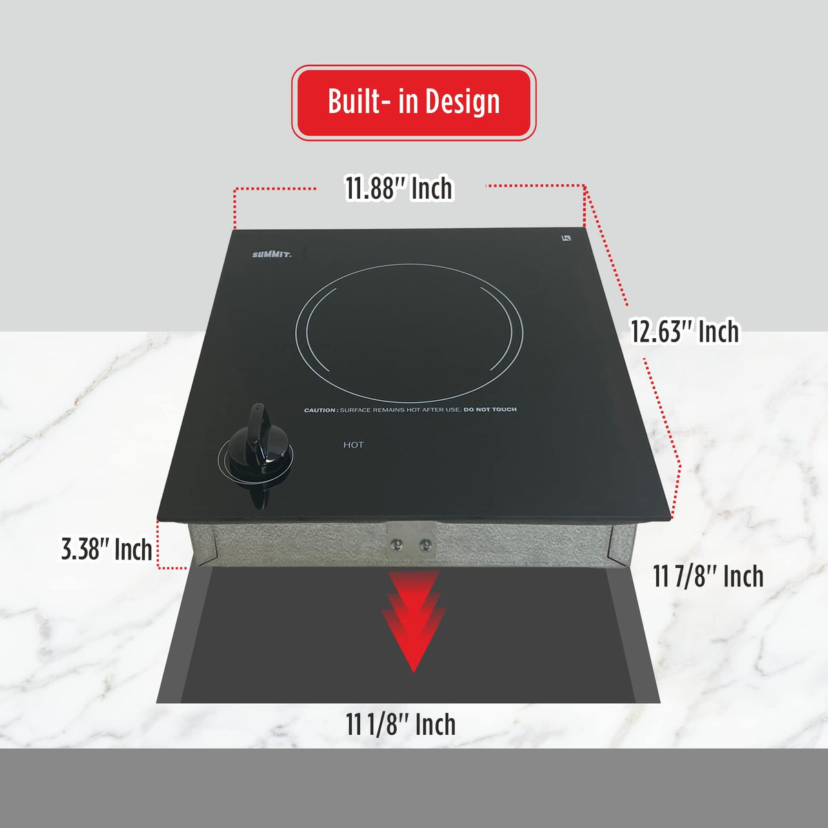 Summit 12" Single Burner Electric Cooktop. 115 Volt Radiant Cooktop by Summit Appliance – 12 inches, Glass Ceramic, Black, Model CR1115