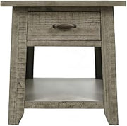 Starlight Canyon Home Pine Veneer Distressed-Finish End Table with Drawer, Rustic Farmhouse Accent Side Table for Bedroom Living Room, Driftwood Grey