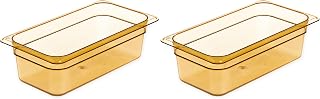 Carlisle FoodService Products 3086113 StorPlus High Heat Food Pan, 4" Deep, Third Size, Amber (Pack of 2)
